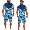 Summer Jogging Suits With Shorts Man Sets Camouflage Print Sportswear tracksuit Oversized T Shirt Shorts Men Shorts outfits Sets Y220420