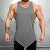 Summer Bodybuilding Stringer Tank Top Men Gym Sleeveless T Shirt Fitness Mens Solid Color Clothing Cotton Muscle Vest Workout Tanktop W220426