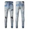Blolesale AMN Blue / Black Mens Biker Skinny Jeans décontractés hommes longs jeans Ripped Taille 28-40
