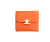 Women Orange Black short wallets fold Card Holders Coin Pocket Genuine Leather Photo Holder