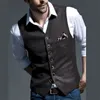 Erkekler Yelekler Kahve Mens Giyim Düğün Tüvit İş Yelek Ceketi Slim Fit Gilet Homme Yelek Groosmen 220704