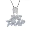 Iced out Lettre Big Trap avec pendentif maison pavé zircon cubique fit chaîne cubaine hip hop collier bijoux en gros