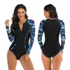 Roupa de banho feminina de uma peça de manga comprida roupa de surf protetor solar maiô feminino primavera quente roupa de banho sexy