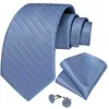 Noeuds papillon bleu clair rayé hommes Hanky boutons de manchette ensemble soie cou pour hommes fête de mariage affaires cravate goutte DiBanGuBow