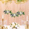 Decorative Flowers & Wreaths Metal Hangings Hoop Wreath Camellia White And Willow Leaves Vine Ring Garland ForDecorative