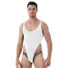 Catsuit Costumes Mens Lingerie stretchy Bodysuit Underwear One-piece Deep U Neck Sleeveless High Cut Ultra-thin Thongs Leotard Bodysuit Nightwear