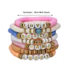 Bracelet bohème avec lettres de plage, poterie douce, extensible, décoration à la mode pour femmes, bijoux cadeaux