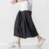 2022 män harajuku breda ben byxor mens kinesiska stil retro lös hanfu bloomers byxor manlig polyester reflekterande byxor l220706