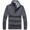 Men's Hoodies & Sweatshirts Warm Fashion Winter Knitted Half Fleece Sweater Thick Turtleneck Men Sweaters Casual Mens Solid Coat Zip Pullove