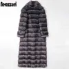 Nerazzurri Long Fluffy Warm Faux Fur Matel Femme 2022 M manteaux de fourrure en argent à manches longues 5xl 6xl 7xl Winter Fashion Européenne T220816