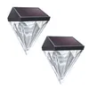 Luces de cubierta solares Poste de cerca al aire libre Iluminación de pared impermeable LED para patio Patio Jardín Estatuilla de diamante Iluminación decorativa Paquete de 6 Blanco cálido