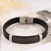 Bangle Stainless Steel Blank ID Tags Silicone For Engrave Silver ColorGoldenBlack Metal Plate Bracelet Whole 10pcs9910557