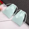 50 yeşil pazen çantalar şık düğün lehine çekme çantaları cilt bakım ürünleri ambalaj torbaları süet kese kolye takı paketleme