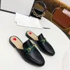 2022 Designer Princetown Hausschuhe Echtes Leder Pantoletten Frauen Loafer Guccie Metallkette Bequeme Freizeitschuhe Spitze Samt Slipper