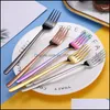 Spoons Flatware Kitchen Dining Bar Home Garden Korean Stainless Steel Dinner Fork Spoon Bk 5 Colors Drop Delivery 2021 Xjf6F