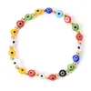 10Pcs Fashion Colorful Turkish Eyes Charm Bracelets Resin Beads Bracelet For Women Girls Elastic Handmade Jewelry