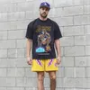 Erkek Tişörtler Grafik T-Shirt Erkekler Büyük Tişört Pamuk Basketbol Baskı Yıkanmış Üstler Tee Harajuku Street Giyim Hip Hop Tshi266u