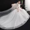 Andra bröllopsklänningar Luxury O Neck Flare Sleeve 2022 Dress Lace Applique Plus Size With Train Bride Gown Vestido de Noiva Lother