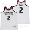 Man Movie McDonalds Basketball Lonzo Ball Jerseys 2 Drużyna Kolor biały oddychający dla fanów sportowych mundur czysty cotton University Doskonała jakość w sprzedaży