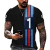 Мужские футболки Retrol Racing 3D Print Men's Men's Summer Hip Hop O-выстрел Полиэстер с коротким рукавом дышащий у унисекса Toe Tees мужская одежда