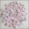 Arts et artisanat pierre naturelle collier coeur pendentifs quartz rose pierres précieuses breloques 20 mm pour les femmes fabrication de bijoux à bricoler soi-même Sports2010 Dhxqz