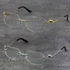Nouveau métal classique sans monture montures de lecture optique lunettes carrées lunettes à monture en or 18 carats hommes myopes lunettes à angle oblique mâle et femelle taille: 58