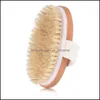 Bath Brushes Sponges Scrubbers Bathroom Accessories Home Garden Ll Wooden Oval Brush Natural Boar Bristles Dry Body Bru Dhmwp