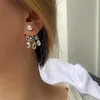 Stud Water Drop Pearl Earrings Shine Zircon Brand för kvinnor Lyxiga catwalkörningar Koreanska smycken Z238 MONI22
