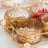 Nordic Dried Fruit Snack Candy Dish Nut Peanut Tray Transparent Acrylic Plate Food Grid Storage Box Home Iron Holder Dessert Jar 220307