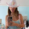 Basker rosa cowgirl hatt med trim party cowboy krona tiara design filt för kostymtillbehörberets