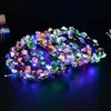 LED -blinkande 2022 Nya strängar Glödblomma Crown pannband Lätt party Rave Floral Hair Garland Luminous Wreath Wedding Flower Gifts