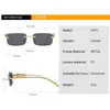 Gafas de sol cuadradas sin montura para mujer, lentes de sol clásicas de diseñador a la moda, con montura de leopardo dorado de lujo, UV400, 2022