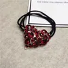 Bohemian Red Crystal Hair Accessories Elastic Hair Bands Solid Color Red Rhinestone Bear Star Hair Ties Ropes pannband grossist AA220323