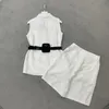 Women's Tracksuits Designer Summer Blazers Shorts Fashion Belt Ornament Coats Women Personality Two Pieces Set Clothing U6JD