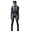 Themakostuum Halloween Skeleton Gedrukt Bodysuit Cosplay Kostuums Suit Dames Jumpsuit Disfraz Mujer