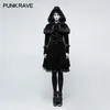 Punk rave mode gothique lolita veste hiver punk magnifique Noël long manteau décontracté à capuche de sorcière