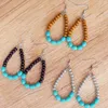 Dingle ljuskrona blandad turkos trä pärlor öppen teardrop droppörhängen för kvinnor handgjorda original bohemiska smycken grossistedangle ode ode