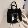 HBP Black Fashion Women Tote Torszki na zakupy płótno torebki panie proste i wszechstronne torebki na ramię w całości