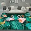 Carpetes 3D Flamingo Print Floor Far Room and Bedroom não deslize tapete