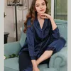 Dames T-shirt Modasilk Luxury Long Silk Couple Pyjama met streeppijplaten's