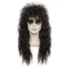 Gres Wig Black Long Curly Male Synthetic Cosplay s Puffy High Temperature Fiber for Men 220622