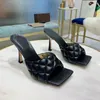 Sexy dia's Lido Sandalen GEVOERDE lederen hoge hakken schoenen Geweven vrouwen slippers vierkante muilezels Sandaal Dames Trouwjurk Schoenen met doos 280 NO41