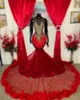 2022 Plus Size Arabic Aso Ebi Red Luxurious Mermaid Prom Dresses Pärled Crystals Evening Formal Party Second Reception Birthday Engagement Gowns Dress ZJ577