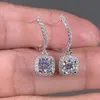 Dangle & Chandelier Luxury Square Shape Drop Earrings Brilliant Bridal Engagement Wedding Jewelry Elegant Female Earring Fine Gift 2022 Tren