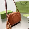 Tassel Camera Bag Women Solid Color Cross Body Bags Genuine Leather High-Quality Zipper Purses