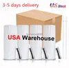 US 2 jours de livraison 50 pcs/carton vierges de sublimation gobelet droit 20 oz en acier inoxydable double paroi isolé mince gobelet à eau tasse avec couvercle et paille