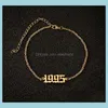 Anklets Jewelry 1980-2000 Birth Year Anklet Leg Bracelet Personalize Stainless Steel Gold Sier Custom Number For Women Drop Delivery 2021 L7