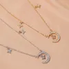 Collane con ciondolo strass luna stella per donna signore minimalista geometrico oro argento colore clavicola catene collana gioielli ciondolo