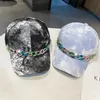 Visors Koreli Kişiselleştirilmiş Zincir Elmas Kapak Kadın Yaz Tie Boya Moda Güneşlik Beyzbol Hiphop Şapka Güneş Koruyucu Hatvisors Scot22