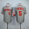 qqq8 Air01 Maillot rétro Johnny Bench Jersey Joe Morgan Chris Sabo Mesh Blanc Chanvre Gris Rouge Flex Base Cousu Vintage Baseball